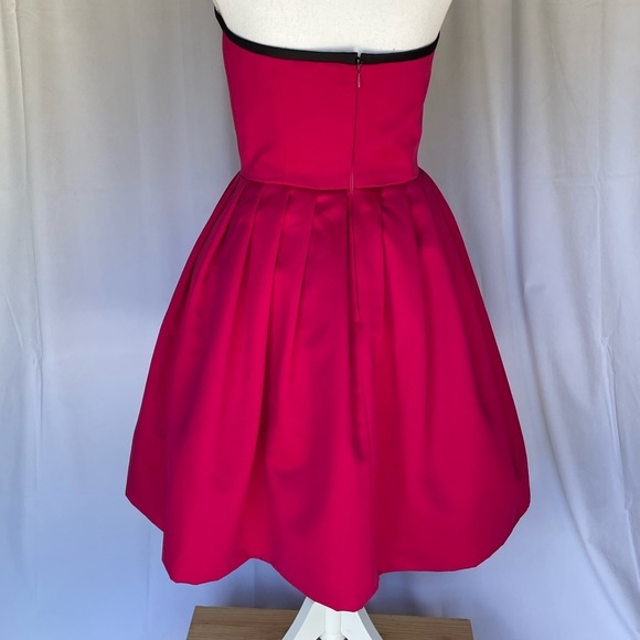 Vintage 1980’s AJ Bari for Lord & Taylor Hot Pink Asymmetrical Strapless Drress - Picture 3 of 7